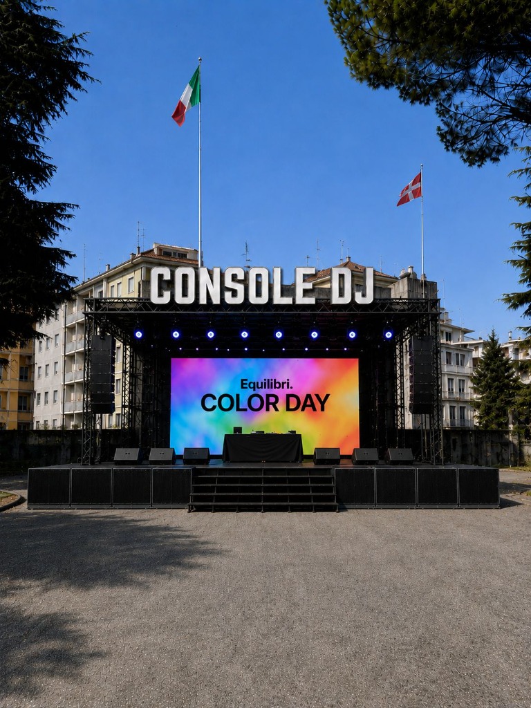 Rendering Console DJ e palco festival